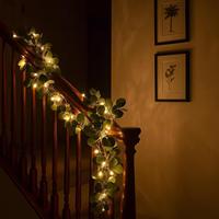 Olive Vine Garland With Lights 5.9Ft Lighted Olive Branch Garland Waterproof Decoration 96 LEDs Fake Plant With Timer