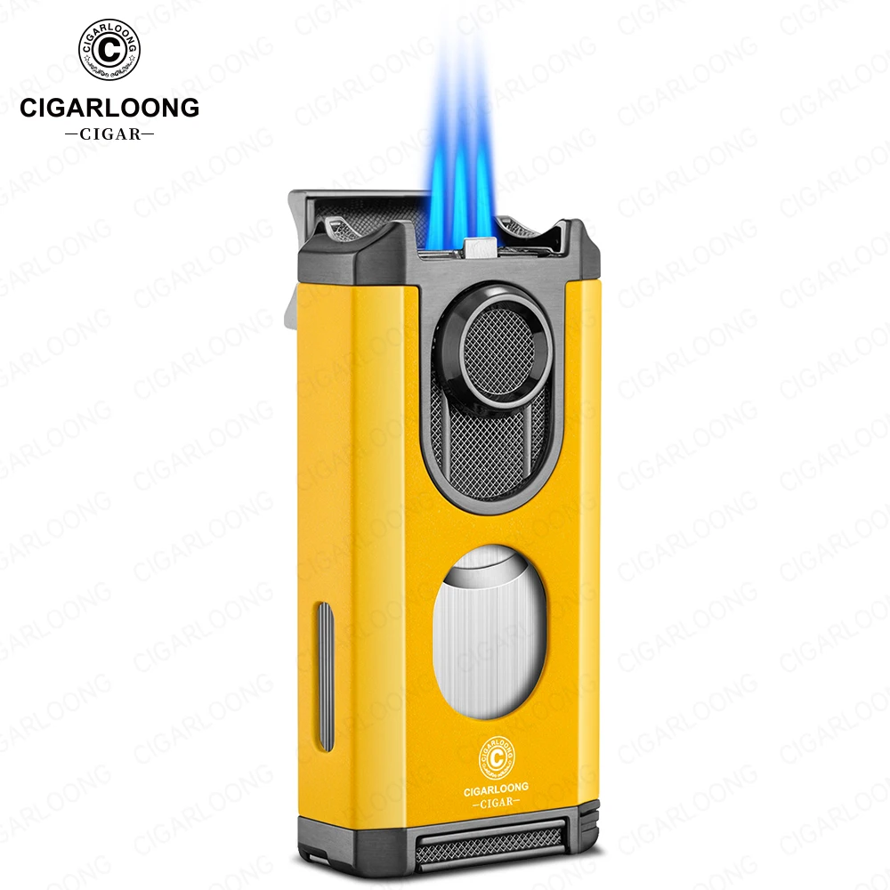 Allume-cigare Portable pratique multifonctionnel 3 en 1, trois feux droits, lisse, porte-ciseaux en 