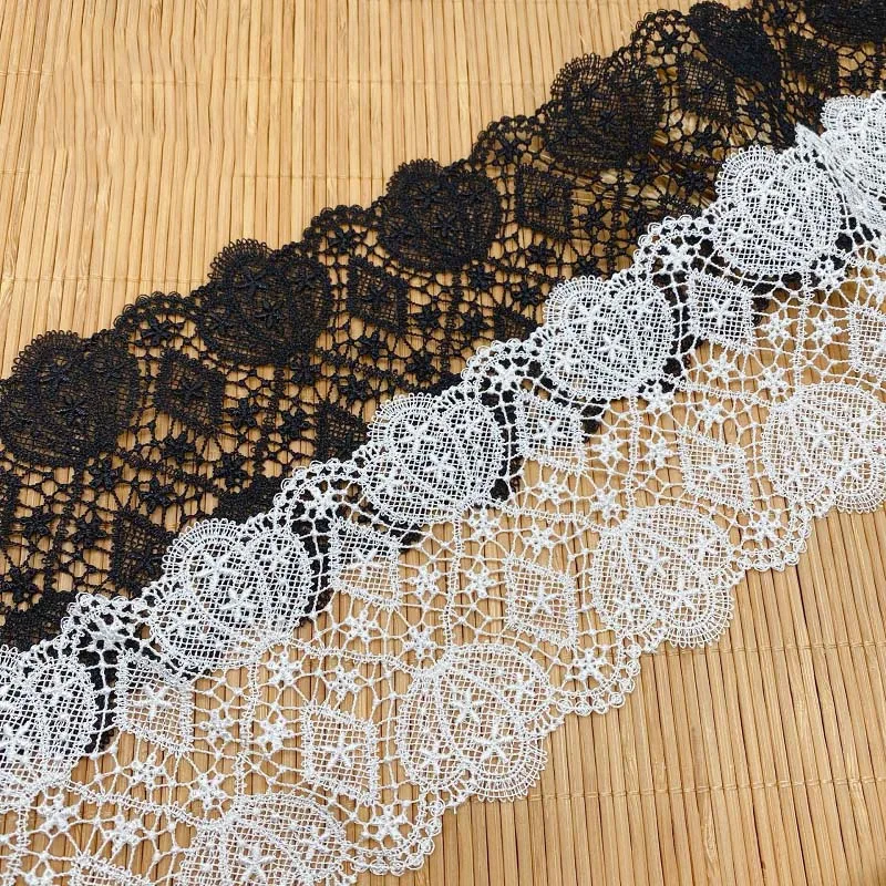 

20Yards Craft Flower White Black Lace Fabric For Sewing Webbing DIY Embroidered Lace Ribbon Headdress Clothing Trim 88mm Width