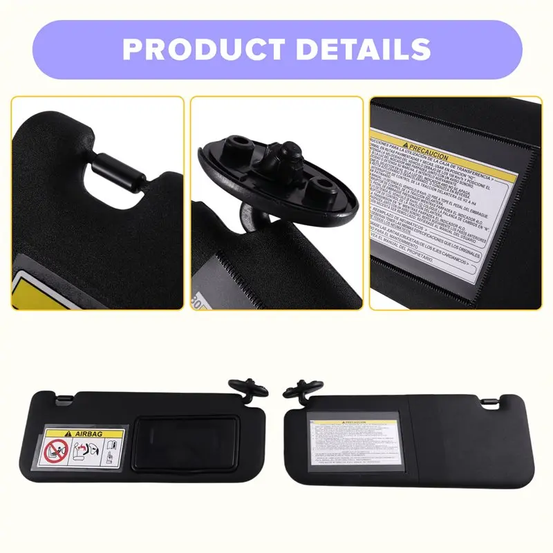 Pair Of Black Side Sun Visors 74320-0KB00-C0 74310-0KC30-C0 Fit For Toyota Hilux Revo Rocco Rogue 2WD 4WD 2015-2022