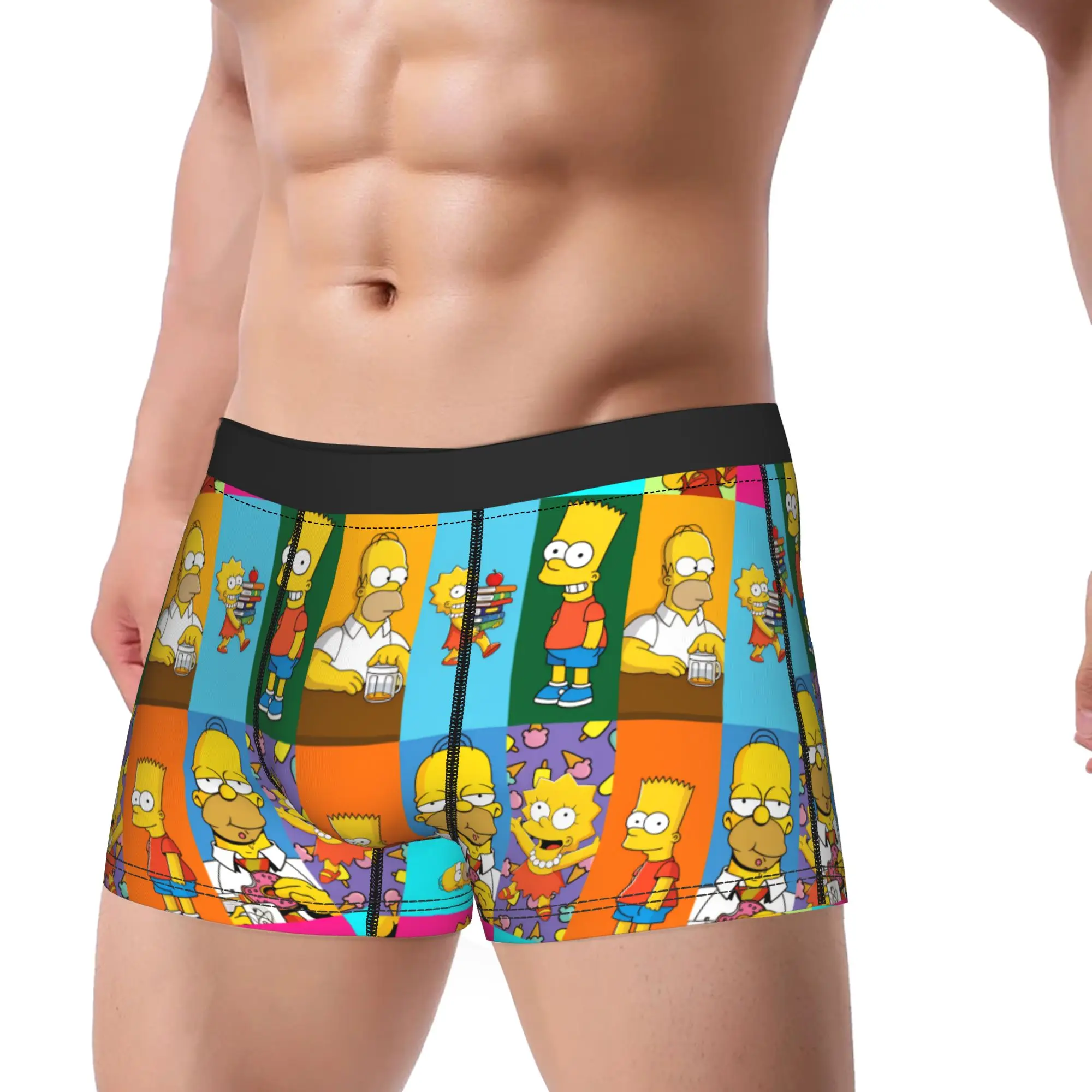 Fun Cartoon S-Simpsons Family Portrait Underwear  Man Panties Print Comfortable Trunk Trenky Shorts Briefs Big Size 2XL
