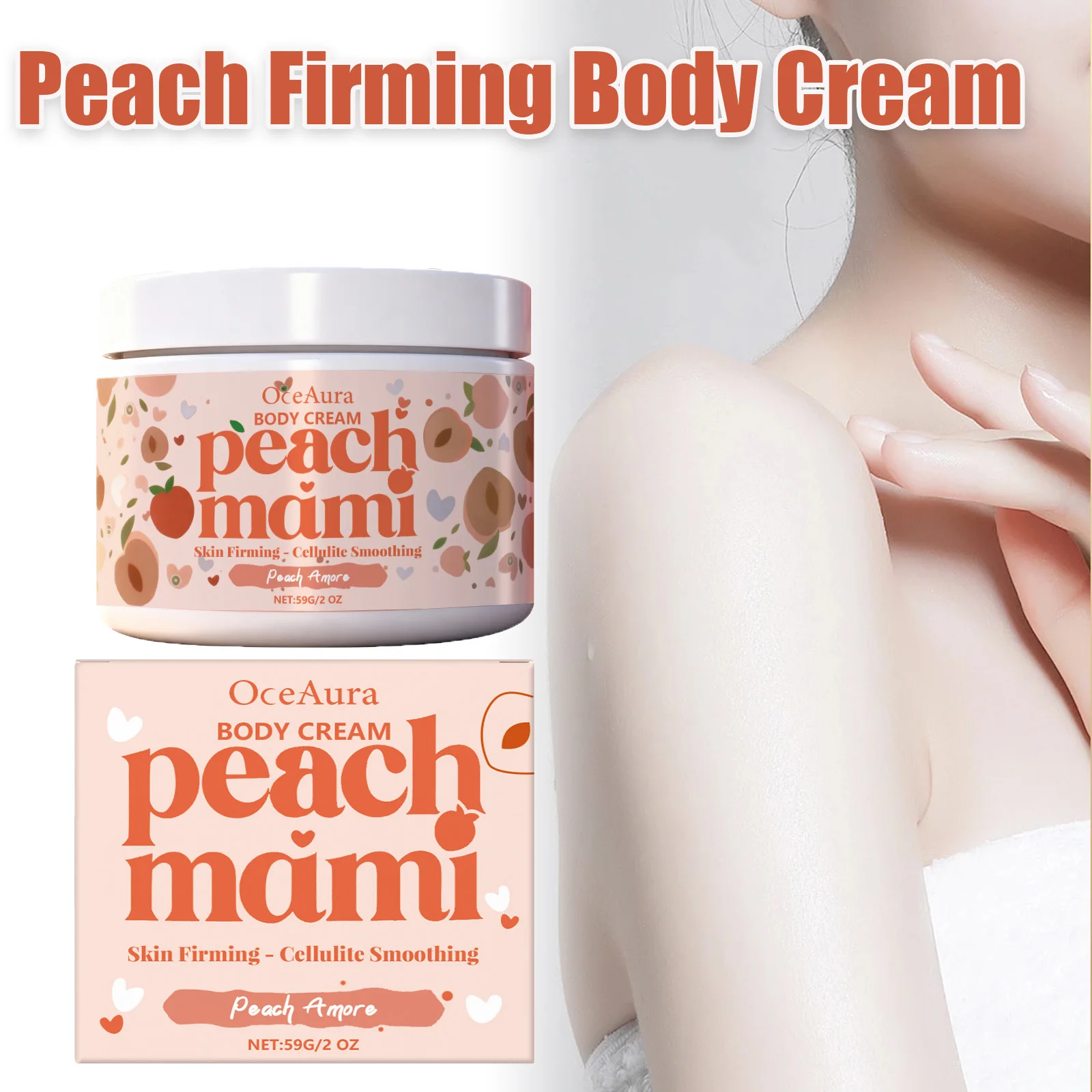 Peach Firming Body Cream Moisturizing Tightening Lifting Smoothing Skin Daily Use for Elastic Nourished & Protected Skin