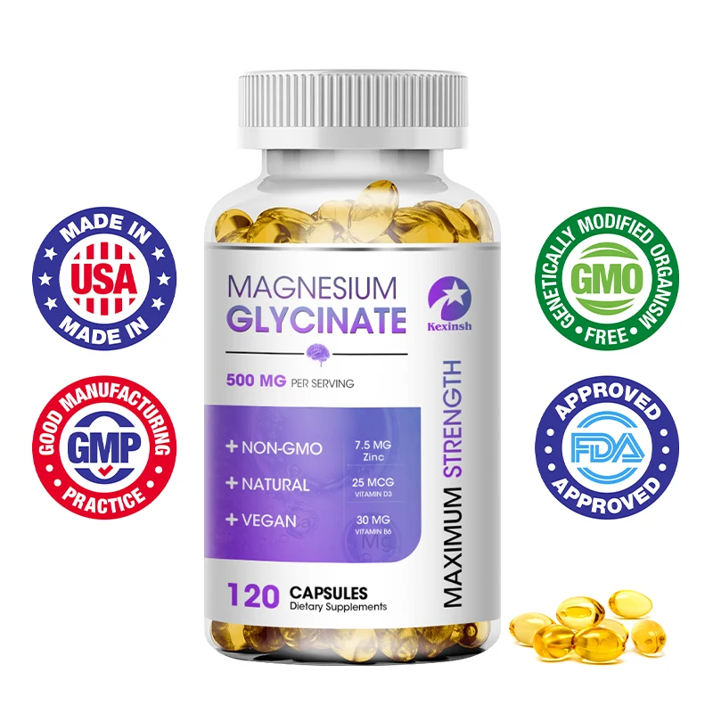 

Kexinsh Magnesium Glycinate Supplement 500mg with Zinc,Vitamin D3 B6 Promotes Natural Sleep, Reduces Stress and Anxiety Non-GMO