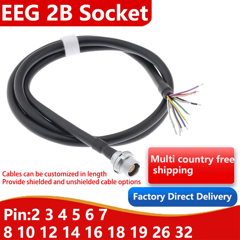 

EEG.2B. Female socket with 0.6M, 1M, 2M, PVC shielded and unshielded cables, panel fixed installation metal connector