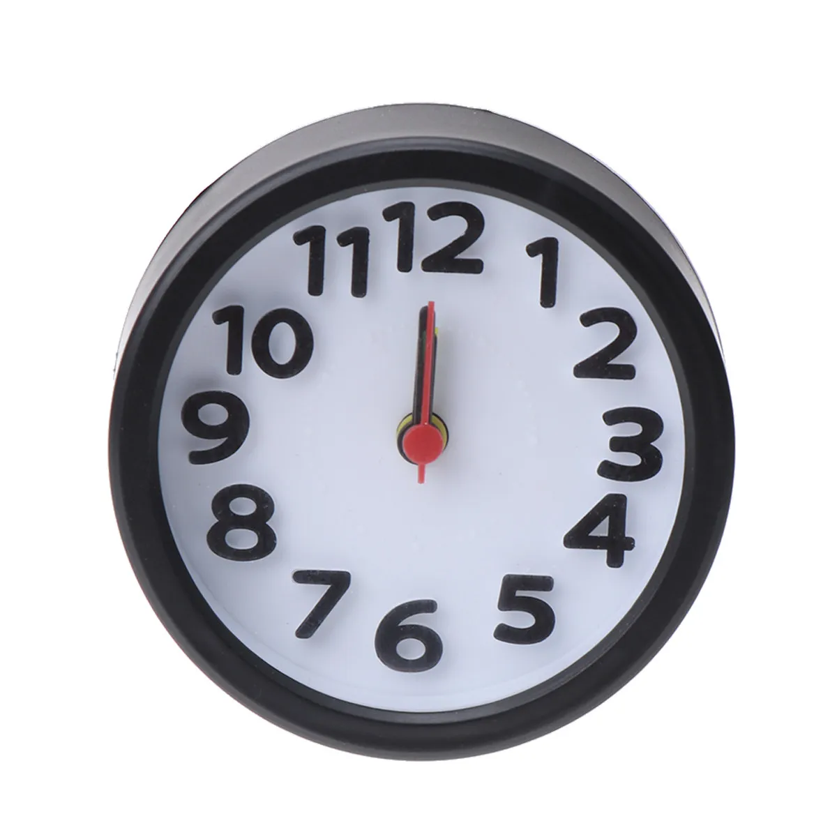 Round Plastic Alarm Clock Black Small Desktop Luminous Hour Minute Hand Wall Mounted Silent Ring Bell Hangable Clock