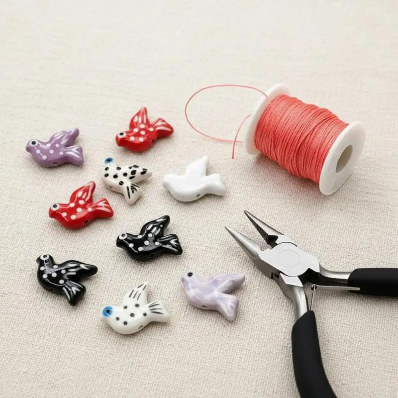 Peace Dove Ceramic Bird-Shaped Beads DIY Necklace Earrings Jewelry Accessories Pendants Loose Beads For Crafting view 2