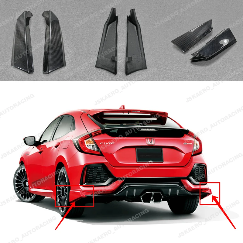 

For Honda Civic Fk7 Hatchback Carbon Fiber Rear Bumper Spats Extensions Addon