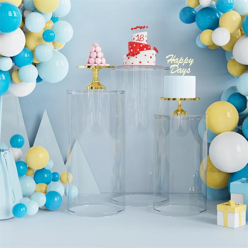 Supporti cilindrici in metallo per feste, 5 pezzi, supporto rotondo bianco per torta, piedistallo cilindrico resistente, per esposizione di torte di compleanno, decorazioni per eventi nuziali