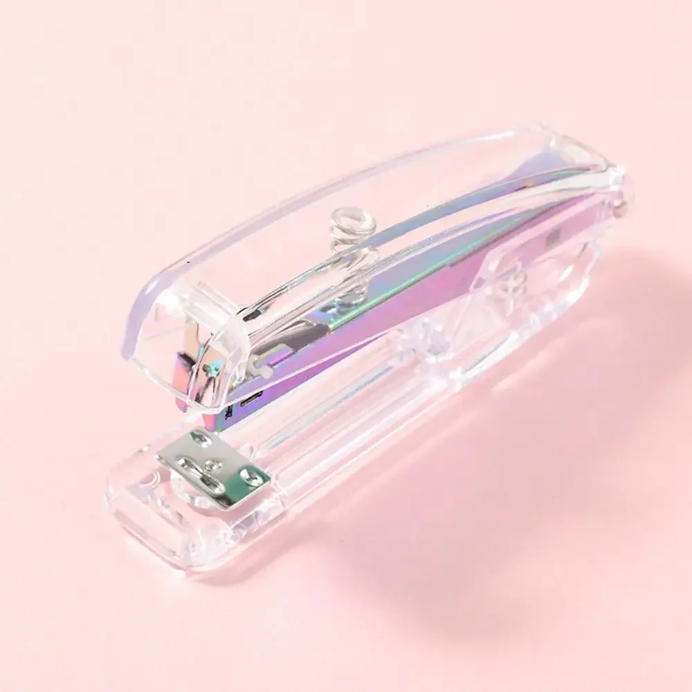 Manual Transparent Stapler Transparent Rose Gold Paper Stapler Creative Simple Book Binding Machines Student Graduation Gifts