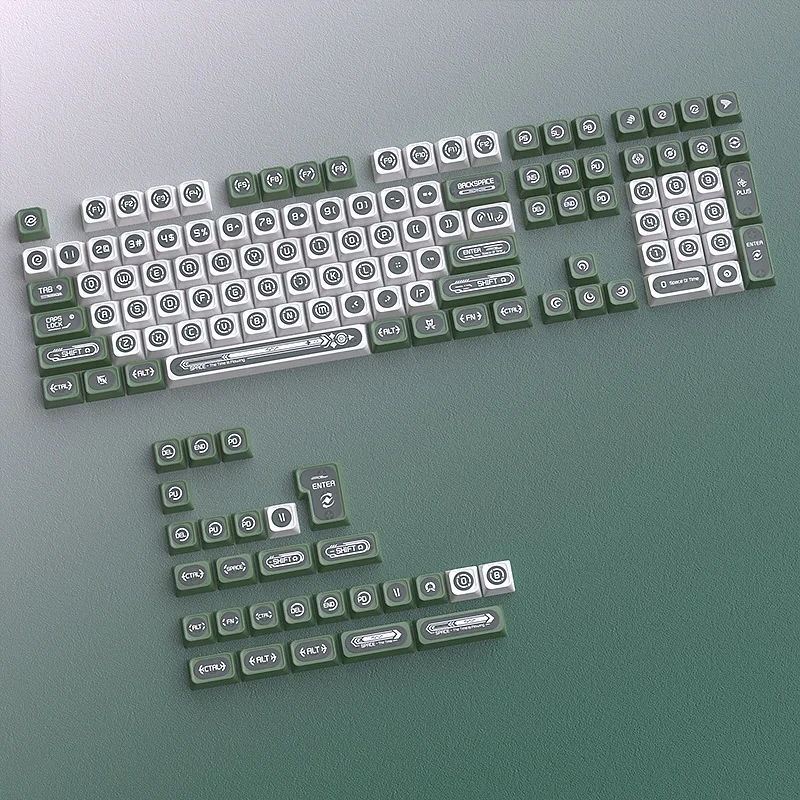 

opal white and green double-spell keycap original small full set of mechanical keyboard hot sublimation