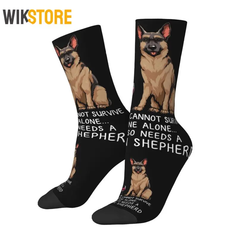 

Wine And German Shepherd Dog Dress Socks Men Women Novelty Funny Crazy Sock Puppy Crew Socks Breathable Basketball Socks