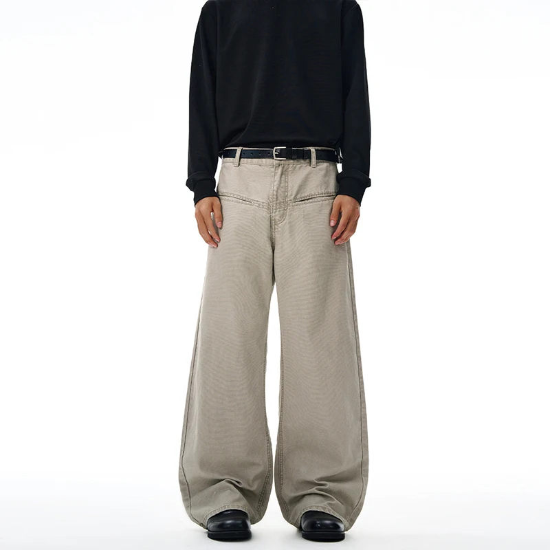 

Korean Style Men's Casual Pants Drape Solid Color Pocket Straight Wide Leg Bottom Loose All-match Male Trousers New 2026