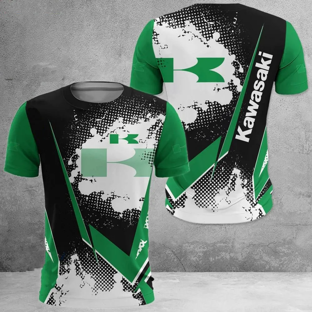 

Kawasaki Motorcycle Men's Summer New 3D Printed Bicycle T-shirt Women's Children's Casual Quick drying Breathable Sport 2025 Top