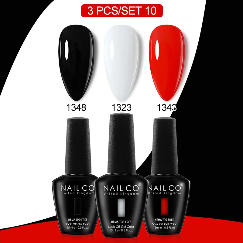 NAILCO 15ml 3pcs Set UV Gel Nail Polish Nude Color Gel Nail Art Manicure Soak off UV LED Lamp Nail Supplies Professionals Design