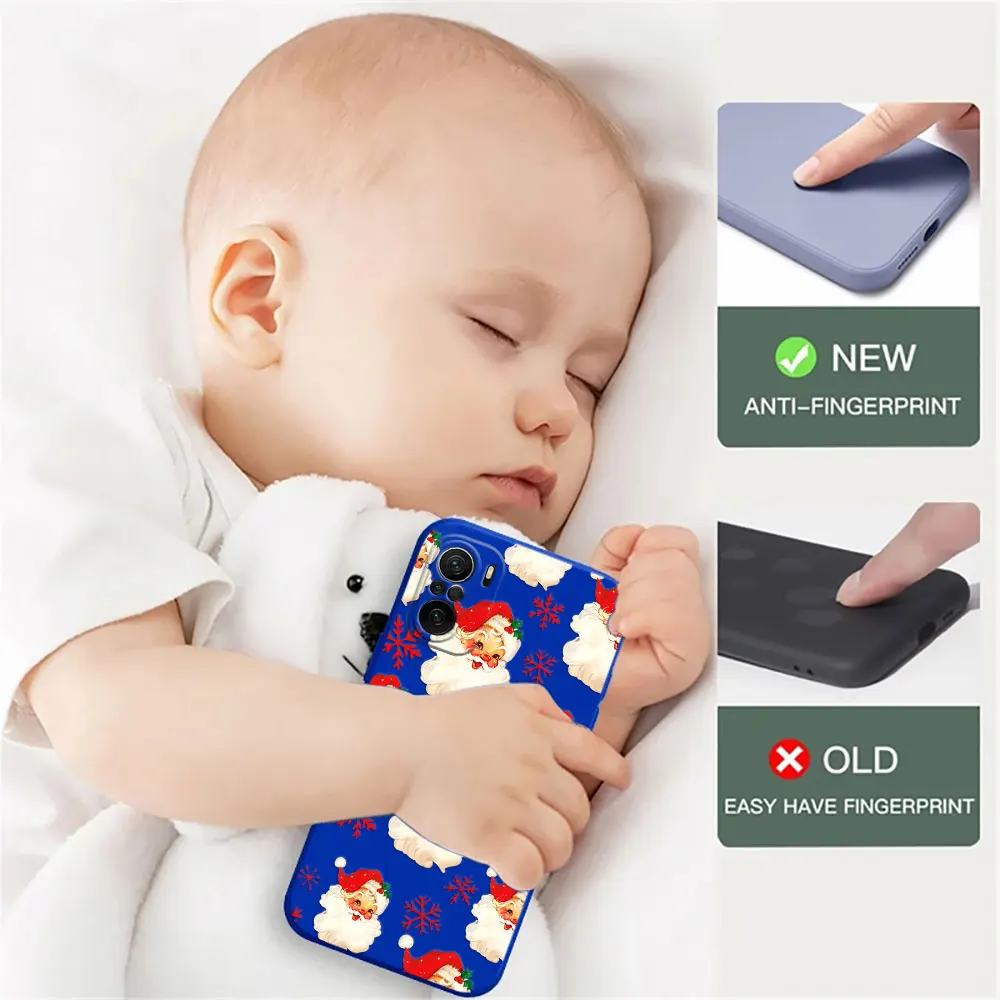 크리스마스 산타클로스 케이스 샤오미 포코 X7 F7 M7 X4 X5 F6 M6 프로 5G X3 미 11 라이트 10T 11T 12T 13T 14T 15T 프로 15 폰 커버