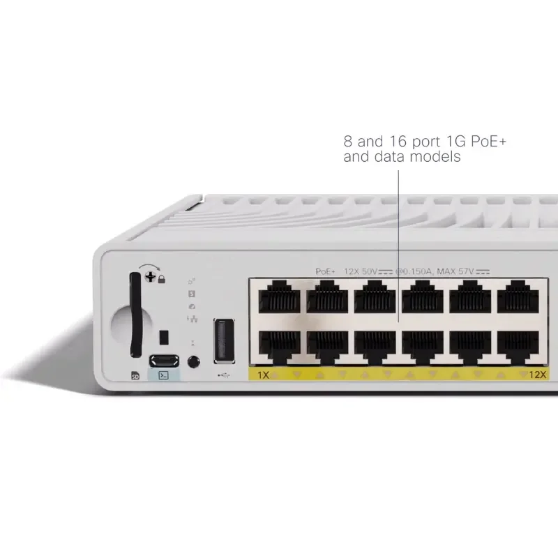 

Коммутаторы корпоративного класса C9200CX-12P-2X2G-E серии C9200CX с 12 портами PoE+ и гигабитным подключением