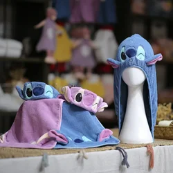 Cartoon Stitch Plush Bath Towel Cute Stitch Angel Quick Dry Hair Caps Soft Wrapped Hair Head Towel for Kids Christmas Gifts