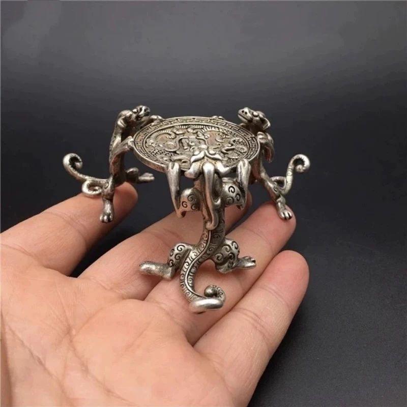 

White Copper Dragon Oil Lamp Antique Bronze Ware Pixiu Candle Holder Home Buddha Hall Decoration Handicraft