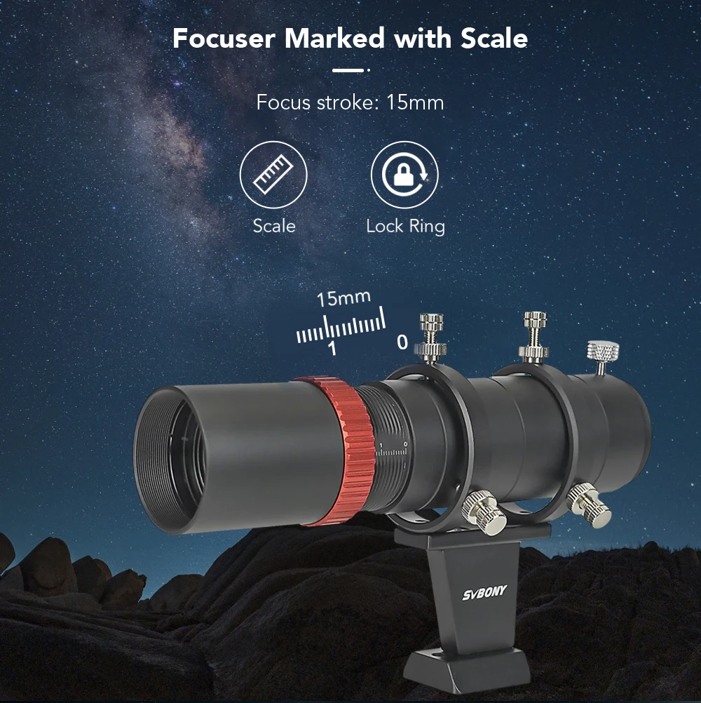 SVBONY SV165 Mini 40mm F/4 Guide Scope 1.25”&T2 für Deep-Sky-Fotografie, 6-Punkt-Führungsscope-Ringe, CNC-gefräst aus Aluminiumlegierung – Detail 9