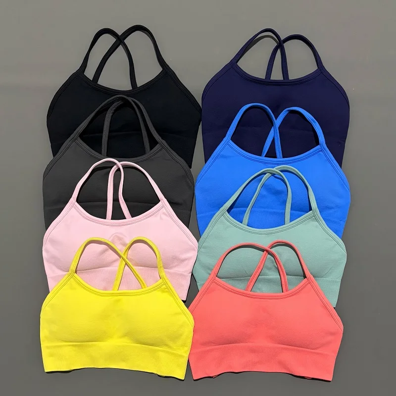 Women Sports Bra Seamless Yoga Top Push-up Activewear Removable Chest Pad Back Cross Training Top Gym Exercise Underwear