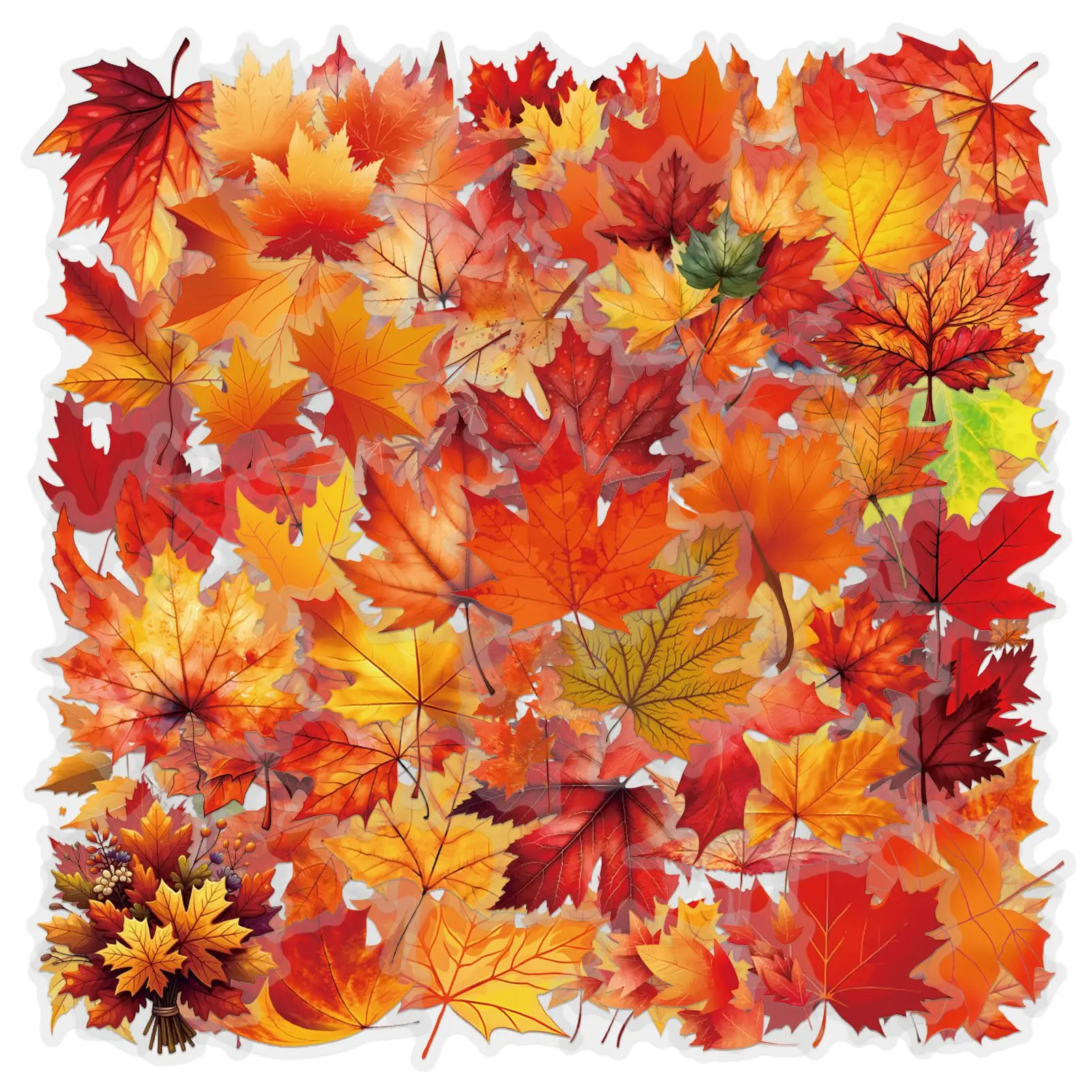 

10/30/60PCS Yellow Maple Leaf Cartoon Fun Transparent Graffiti Stickers Decorative Water Cup Scrapbook Waterproof Decal Toys