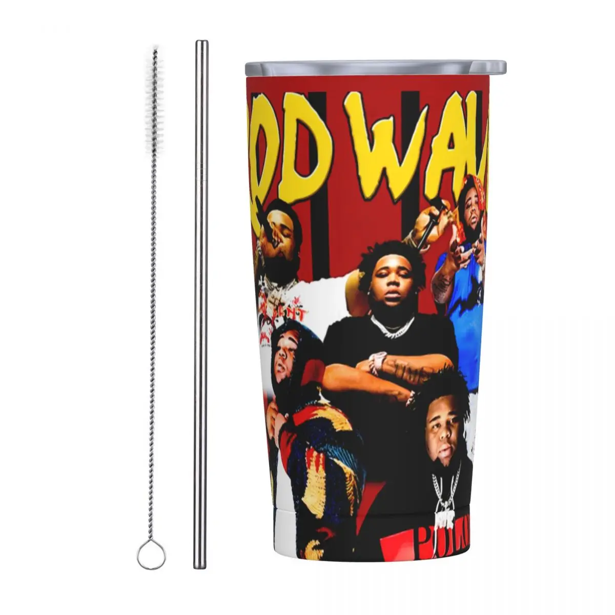 Stainless Steel Tumbler Rod Wave Coffee Mug With Straws and Lid Pop Music Singer Album Hot Drinks Mugs Cup Beach Water Bottle