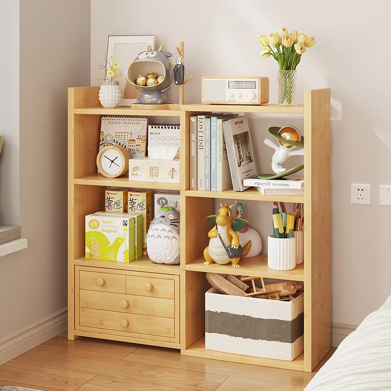 libreria-combinata-semplice-con-organizer-da-scrivania-scaffale-multilivello-da-terra-per-ufficio-e-libreria-per-bambini