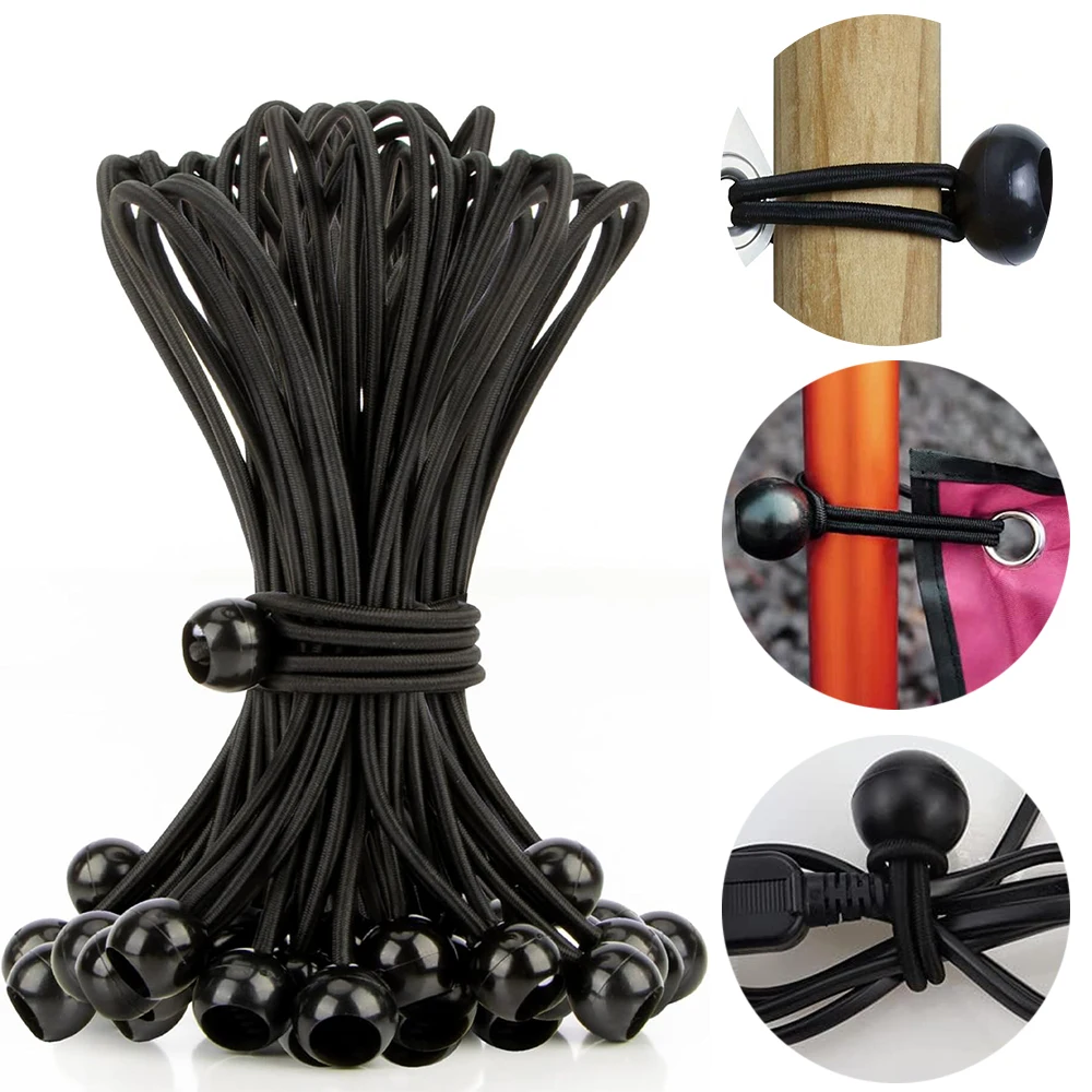 5/10/50/100Pcs Outdoor Elastic Ball Rope Ball Bungee for Camping Tent Cargo Heavy Duty Tarp