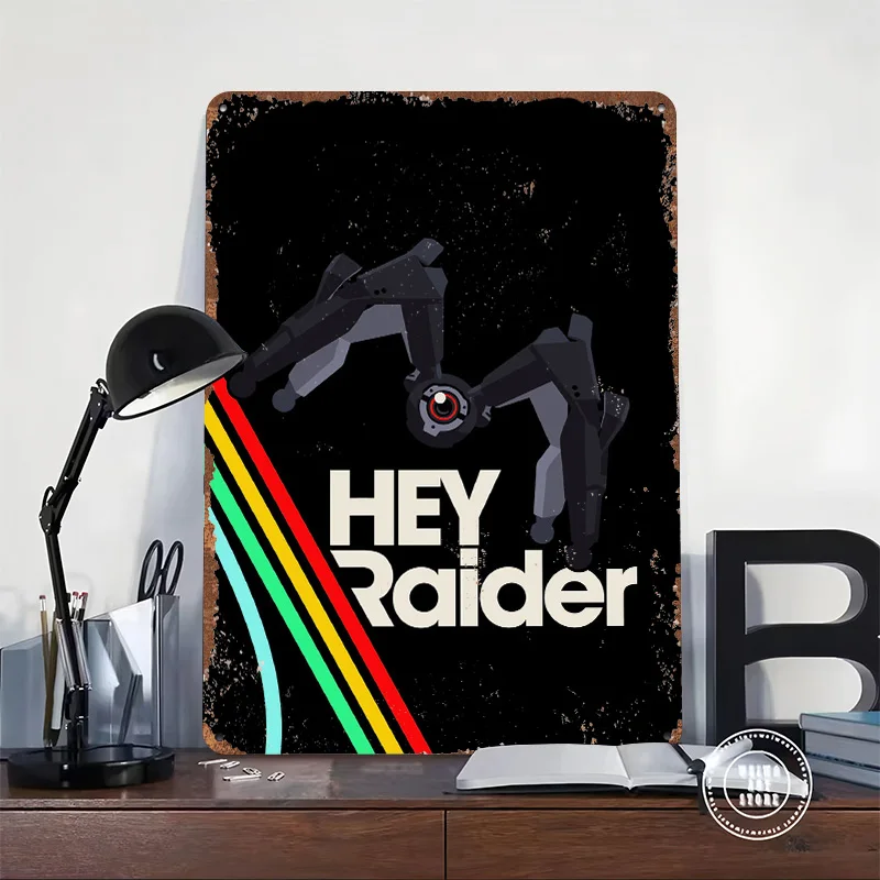 Hey Raider Leaper Robot Printed Poster Customized Wall Art Retro Vintage Metal Tin Signs for Home Decorations Office Decor Room