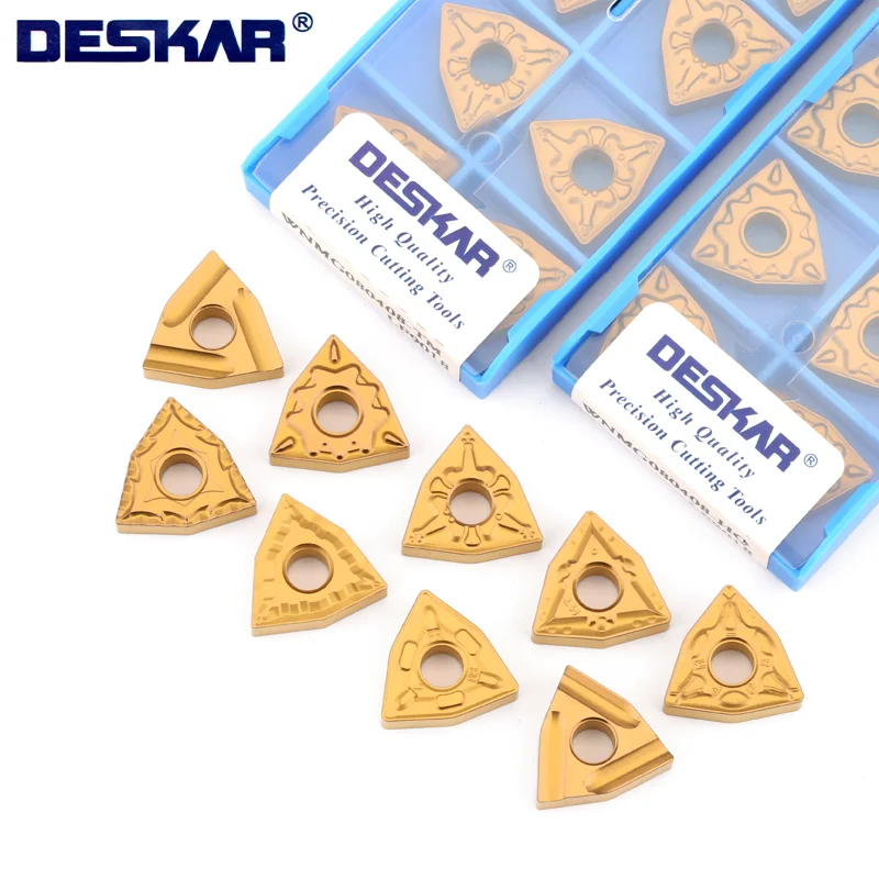 

DESKAR inserts WNMG 080404 WNMG080408 WNMG080412 TM MT PR PM HQ CQ L-S R-S Carbide Inserts Cutter CNC Lathe steel Turning Tools
