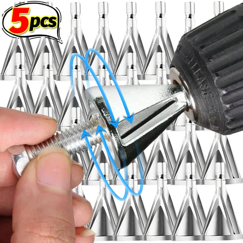 Metal Trimming Drill Bits Triangle Hexagon Shank Bolt Screws Rebar Deburring External Chamfer Tools Hardware Repair Accessories