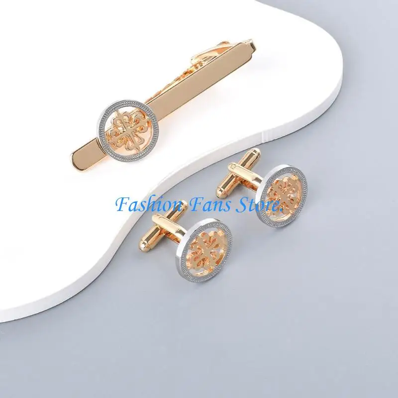  Sophisticated Men Tie Pin Cufflinks Collection Alloy Texture Men Tie Clip Suitable for Polished Outfits at Any Event