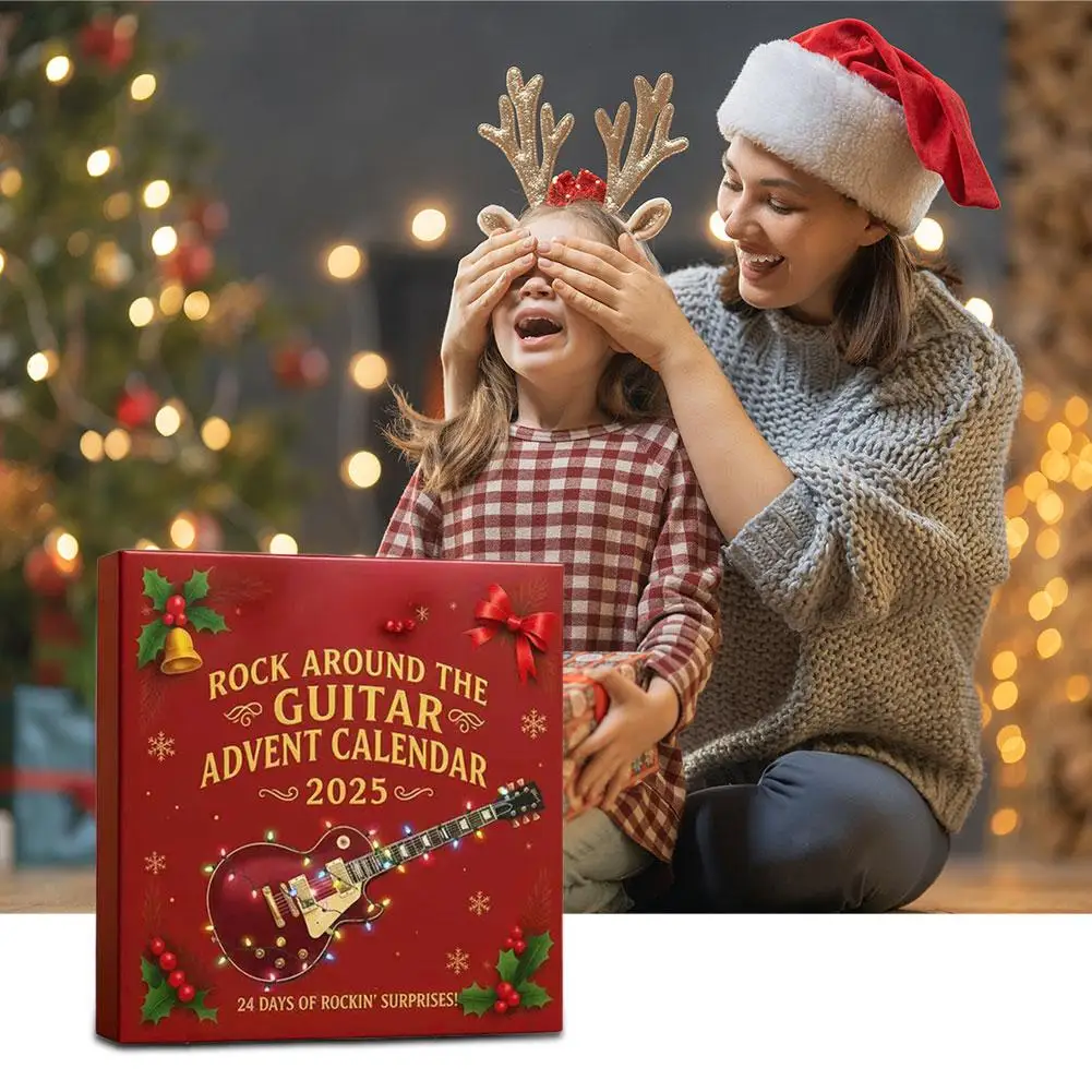 صندوق أعمى 24 يوم العد التنازلي مفاجأة الغيتار الصغير زخرفة تنوعا عطلة الديكور الاكريليك روك الغيتار تقويم القدوم #5