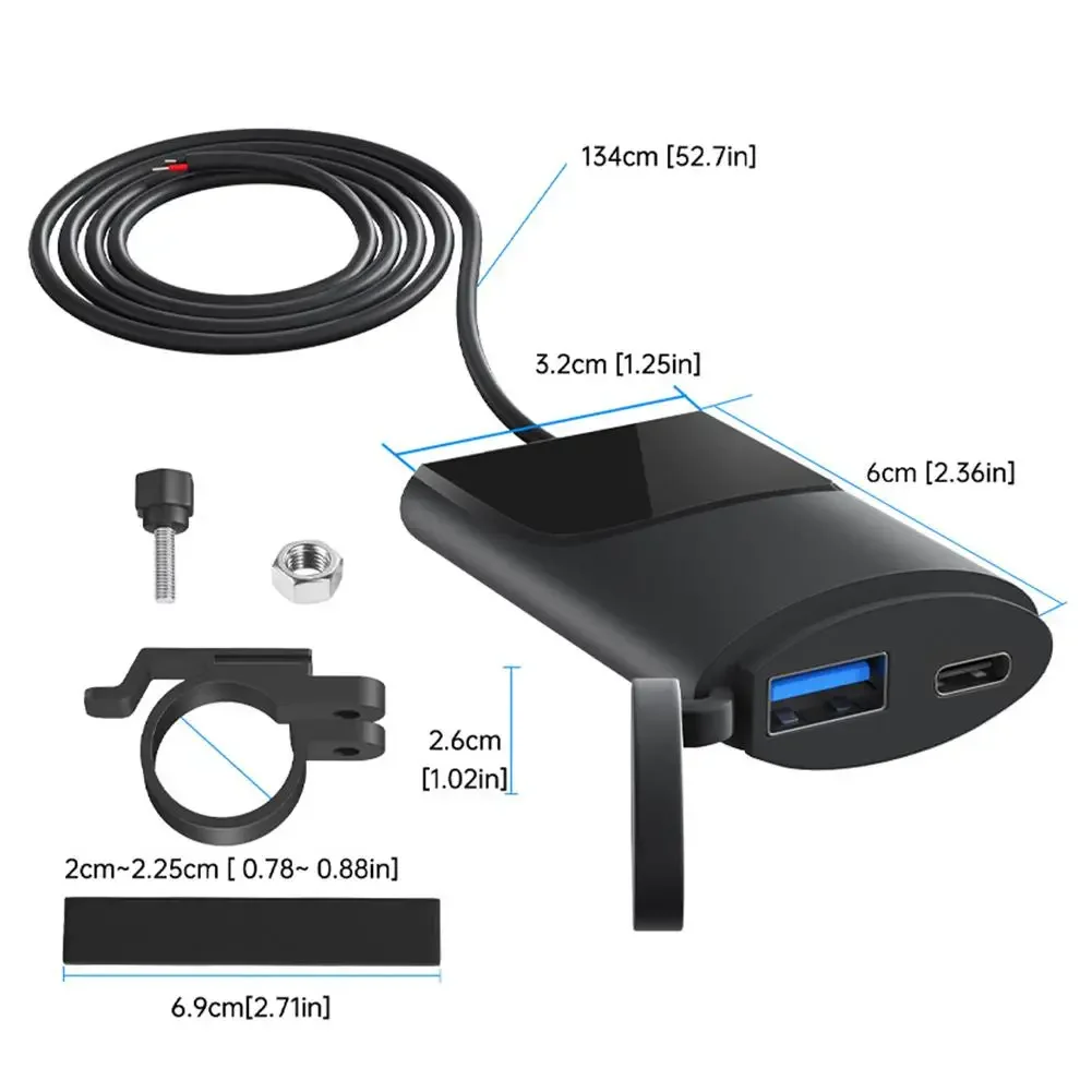 USB-зарядное устройство для мотоцикла, 30 Вт, USB-C, зарядное устройство IP67, водонепроницаемый монтажный кронштейн на руль, зарядное устройство для цифровой камеры и телефона