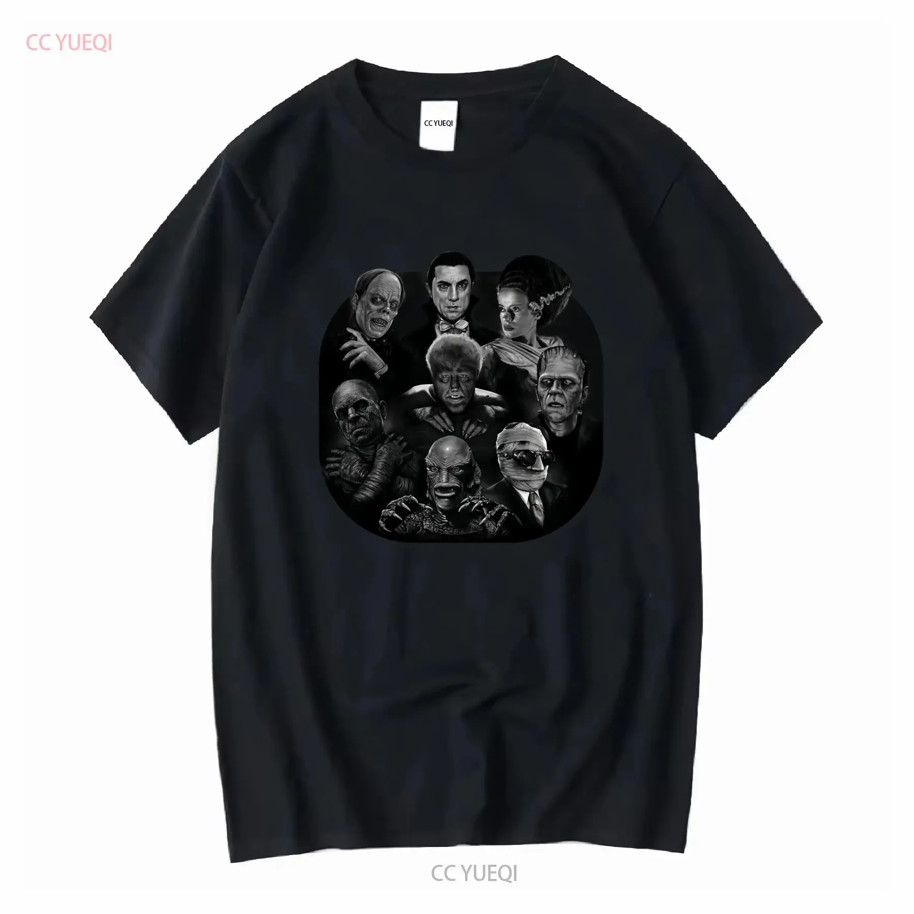 Camiseta clásica de monstruos, personajes de películas de terror icónicas universales, Wolfman, Frankenstein, Drácula, manga larga o corta, vintage