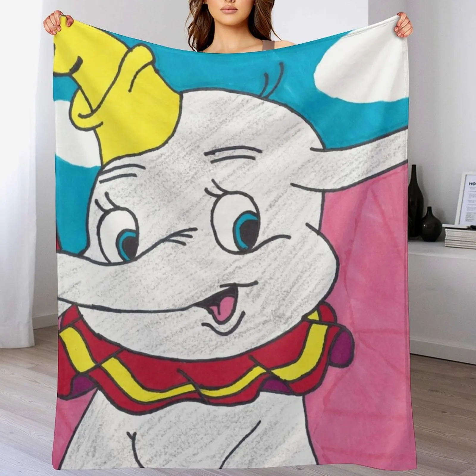 Circus Dumbo Throw Blanket Custom Decorative Sofas Flannel Fabric Blankets