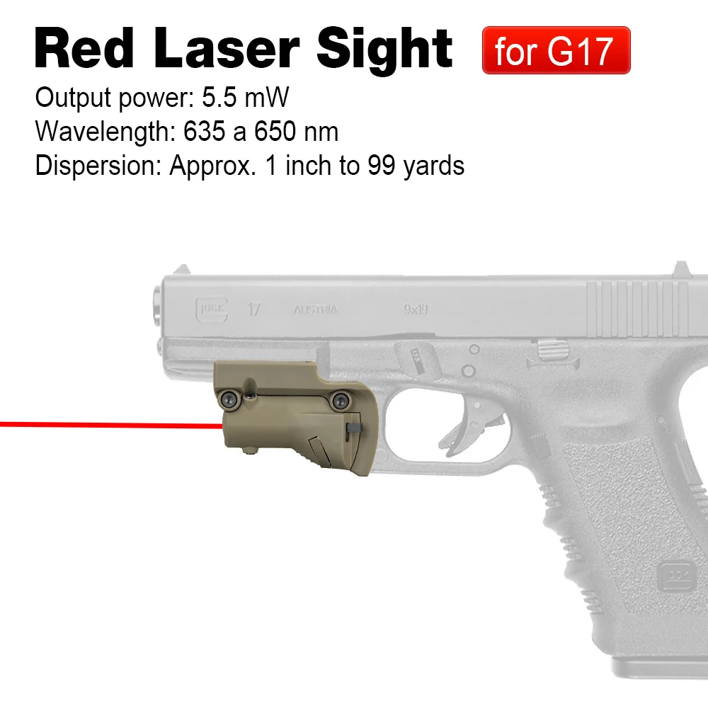 ppt  5mw Red Laser Sight Dot For Glock 19 23 22 17 21 37 31 20 34 35 37 38 Pistol Rifle Airsoft Hunt For 21.2mm Rail OS20-0019