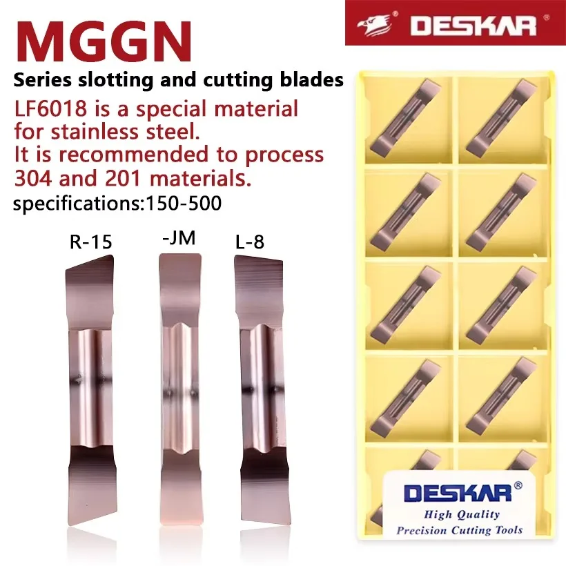 DESKAR Insert MGGN150 MGGN200 MGGN300 MGGN400 MGGN500R-8 Carbide Insert Grooving Lathe Tool CNC Steel Processing Cutting Insert