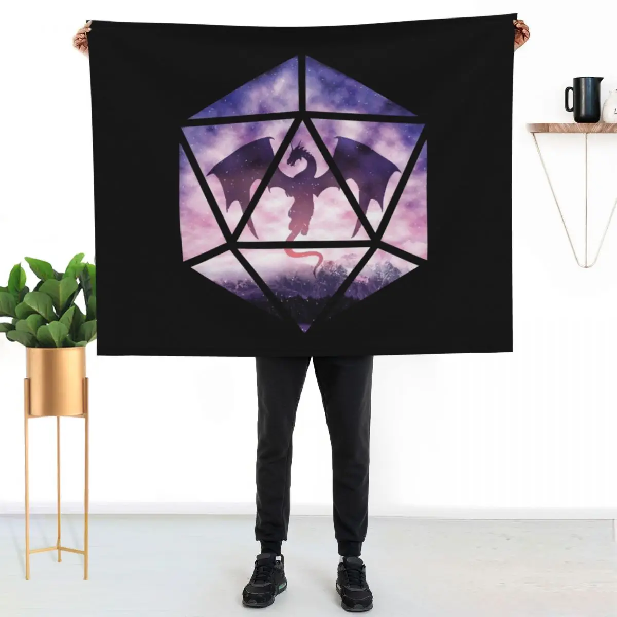 Purple Sky Dragon D20 Throw Blanket Soft Plush Blanket as Housewarming Gift