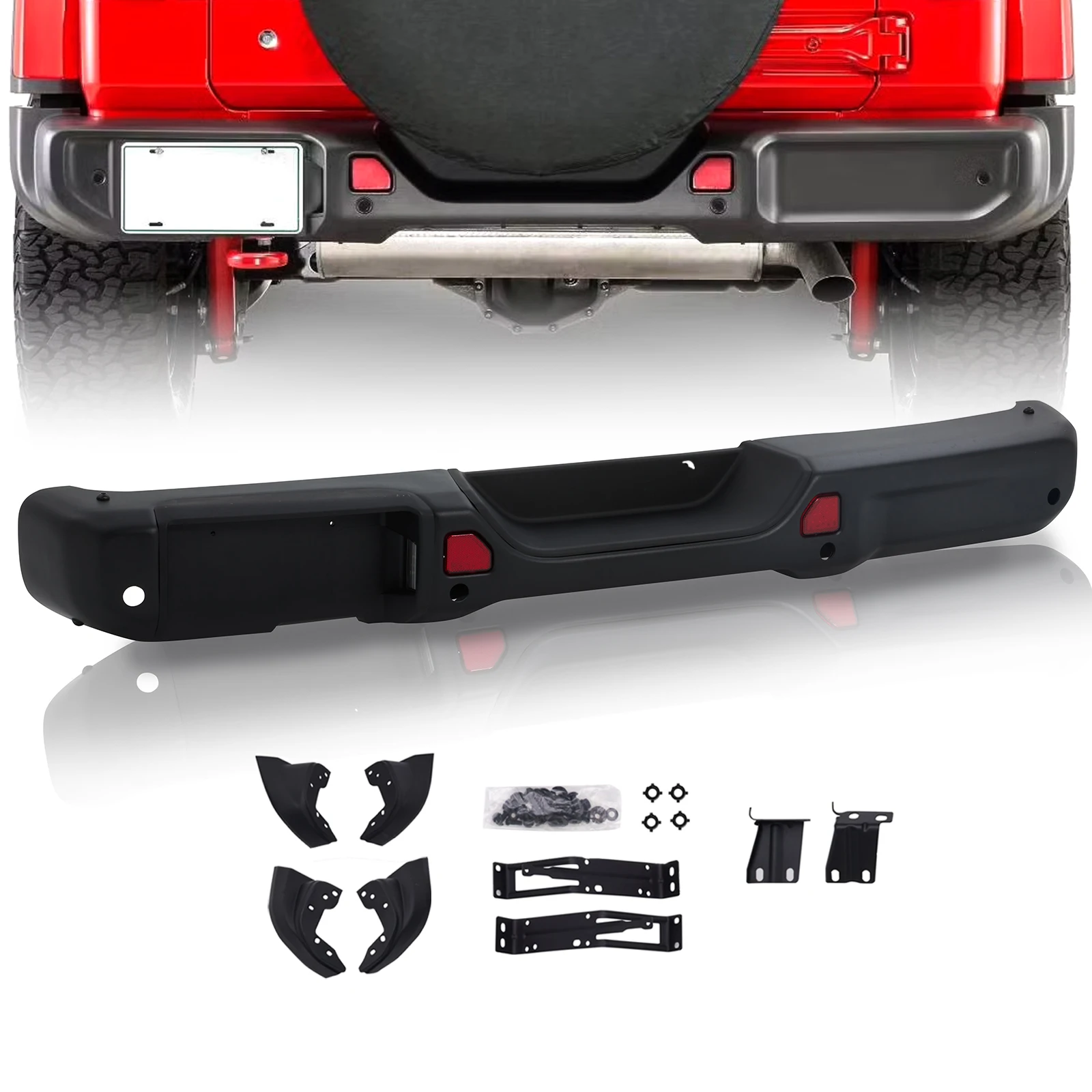 

Heavy Duty Steel Rear Bumper for 2018-2025 for Jeep for Wrangler JL for Rubicon 10th Anniversary Style W/Sensors Front