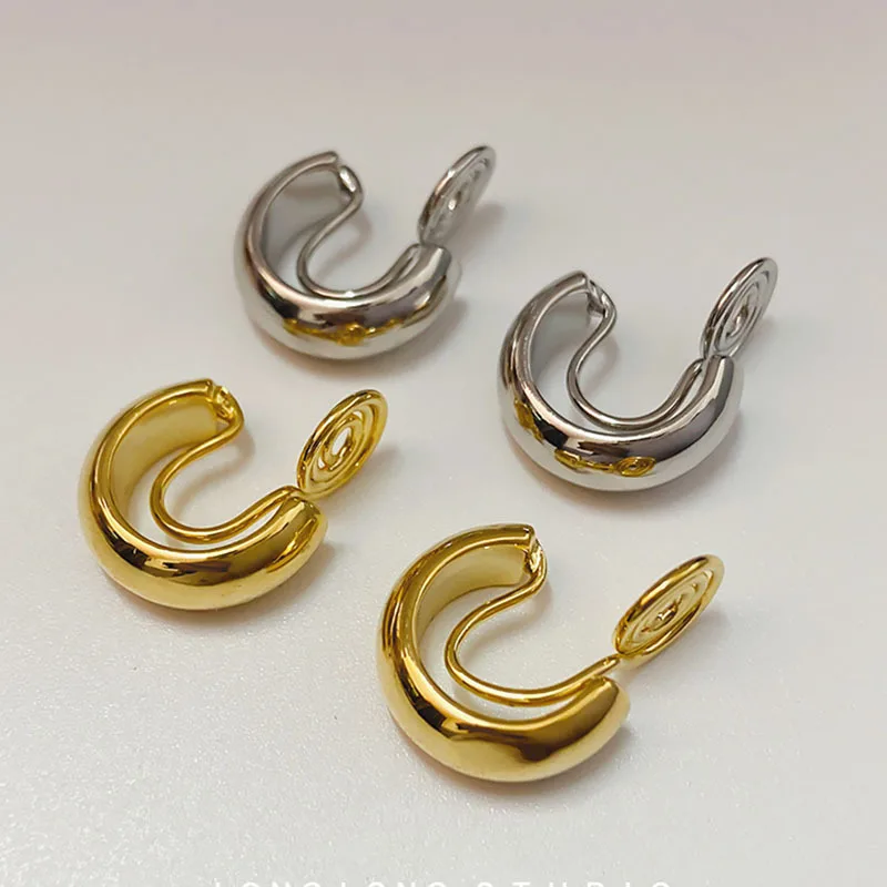 Simple C-shaped Mosquito Coil Disc Ear Clips Ins Wind Without Ear Piercings Temperament Earrings for Women's Korean