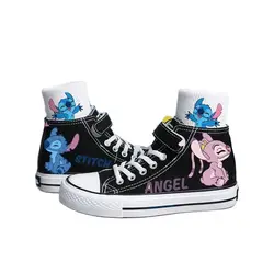 Disney Lilo & Stitch Children High Top Canvas Shoes For Girls Boys Shoes Cartoon Kids Sneakers Girls Boys Casual Tennis Shoes