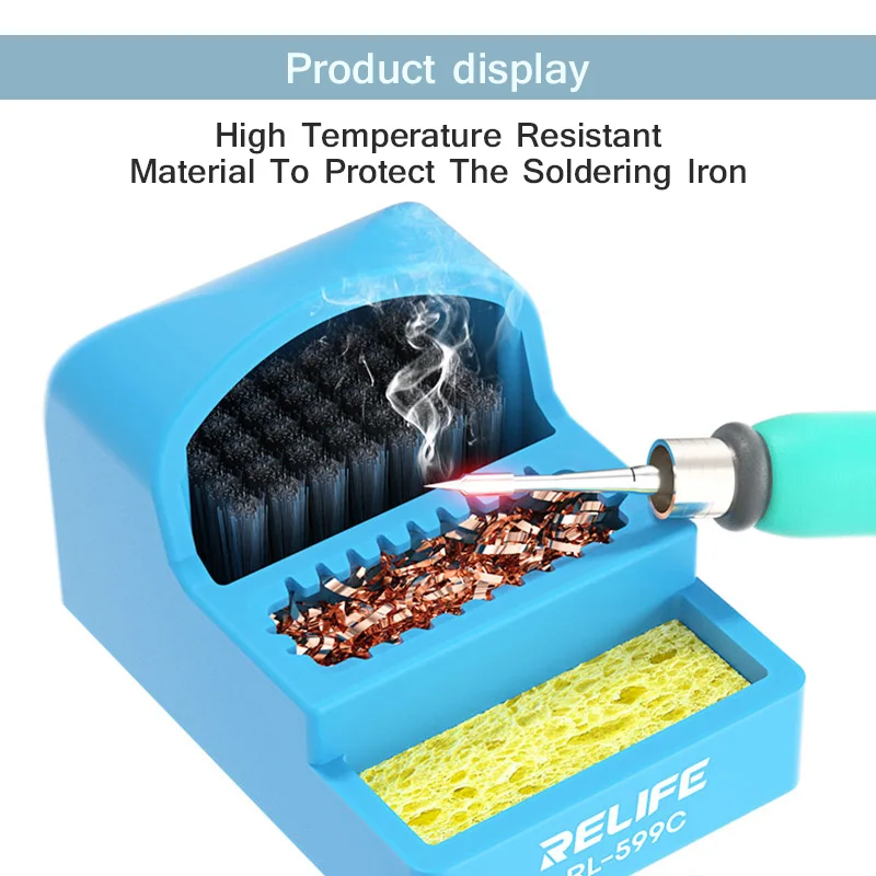 RELIFE RL-599C 3 in 1 Soldering Iron Tip Cleaner with Different Soldering Irons Cleaning Tip Tin Removal Box Cleaner