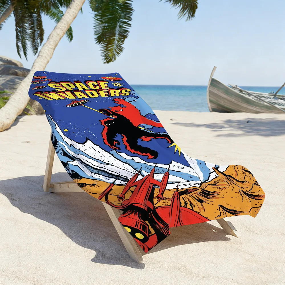 Game S-Space I-Invaders Towel Sports Quick Dry Travel Camping Gear Sandproof Soft Light Large Beach Towel