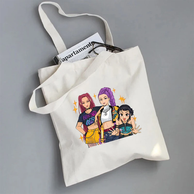 

KPop Demon Hunting Canvas Shopper Bag Resuable Hot Movies Women Handbag Fashion Student Aesthetic Shoulder Bags Birthday Gifts