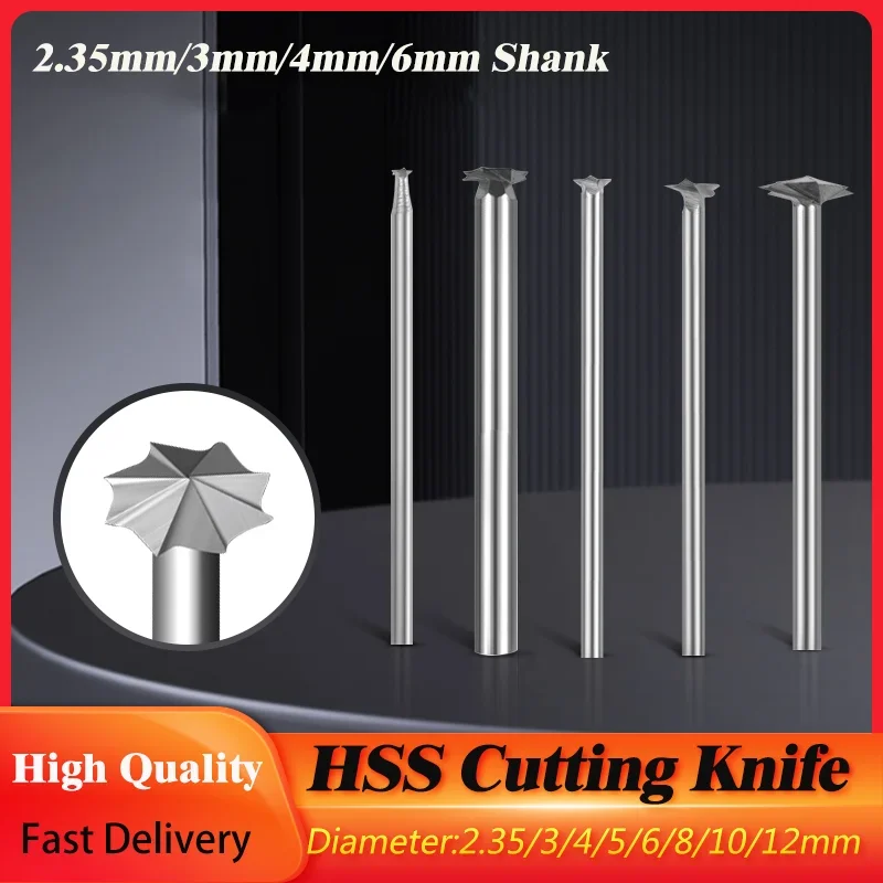 

HSS Multi-Sheet Milling Cutting Knife 2.35/3/4/5/6/8/10/12mm Carving Knife 2.35/3/4/6mm Shank For Dremel Rotary Tool WoodCarving