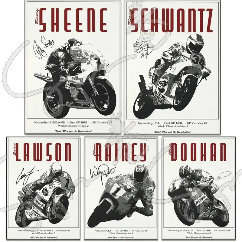 Kevin Schwantz MotoGP  Classic Canvas Print  Suzuki Racing Motorcycle Wall Art for Boys Bedroom