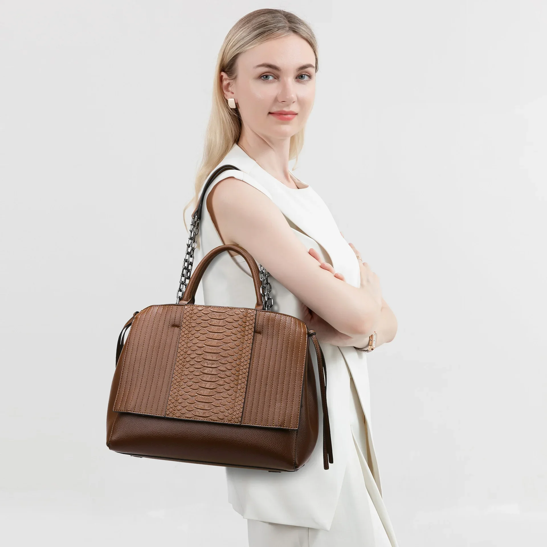 Fashionable Crocodile Pattern Tote Bag, High-end Large-capacity Women's Bag, Work and Commuting Bag