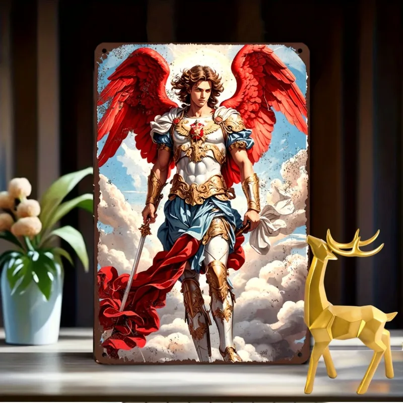 

Aluminum Metal Archangel Michael Yard Sign - Multipurpose Wall Hanging Weatherproof Religious Decor, Decorative Wall Poster