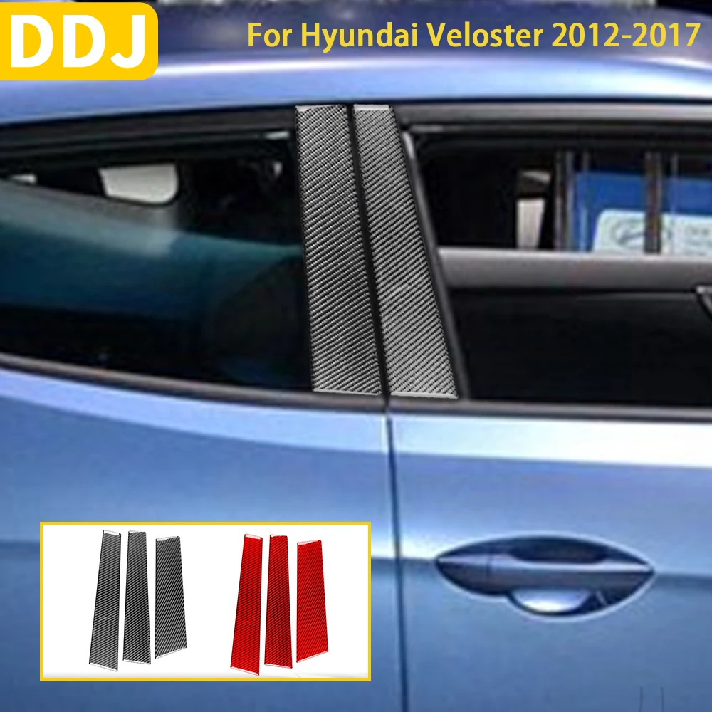 For Hyundai Veloster 2012 2013 2014 2015 2016 2017 Accessories Carbon Fiber Car Exterior Window Pillar Cover Trim Sticker